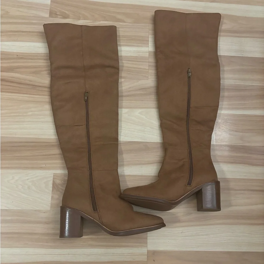 Seychelles Gifted Cognac Suede Leather Over-The-Knee Boots Size 7.5 New